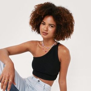 NASTY GAL black one shoulder crop top